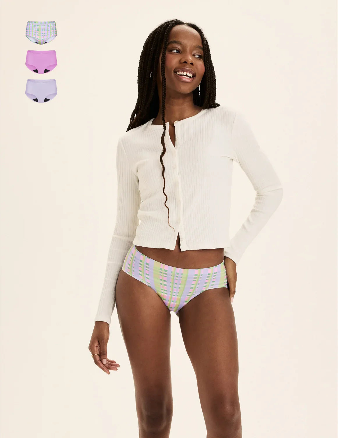 Teen Light Leakproof No-Show Boyshort 3-Pack  | Picnic Plaid/Cosmo/Ultra Violet