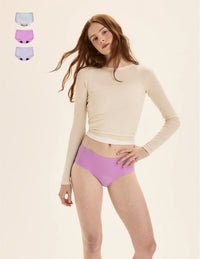 Teen Light Leakproof No-Show Boyshort 3-Pack  | Picnic Plaid/Cosmo/Ultra Violet